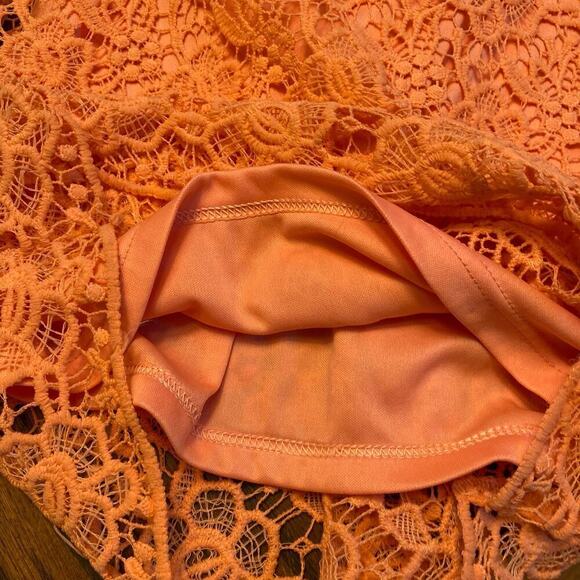 NWT BLVD Peach Cocktail Dress Lace Crochet Women's Sz S Formal Short Sleeveless - Picture 6 of 12